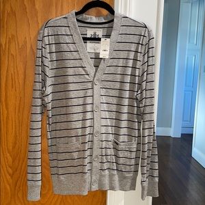 Express Men Striped Cotton Button Up Cardigan